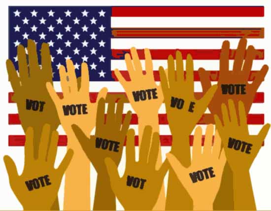 vote hands of many colors