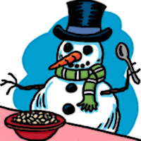snowman having breakfast