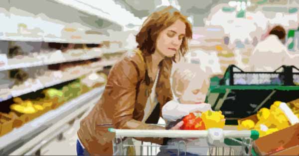Woman Shopping with Toddler
