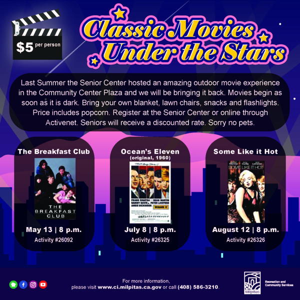 Classic Movies Under the Stars - Go Milpitas